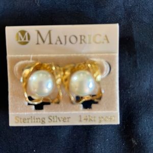 Majorica clip on pearl earrings